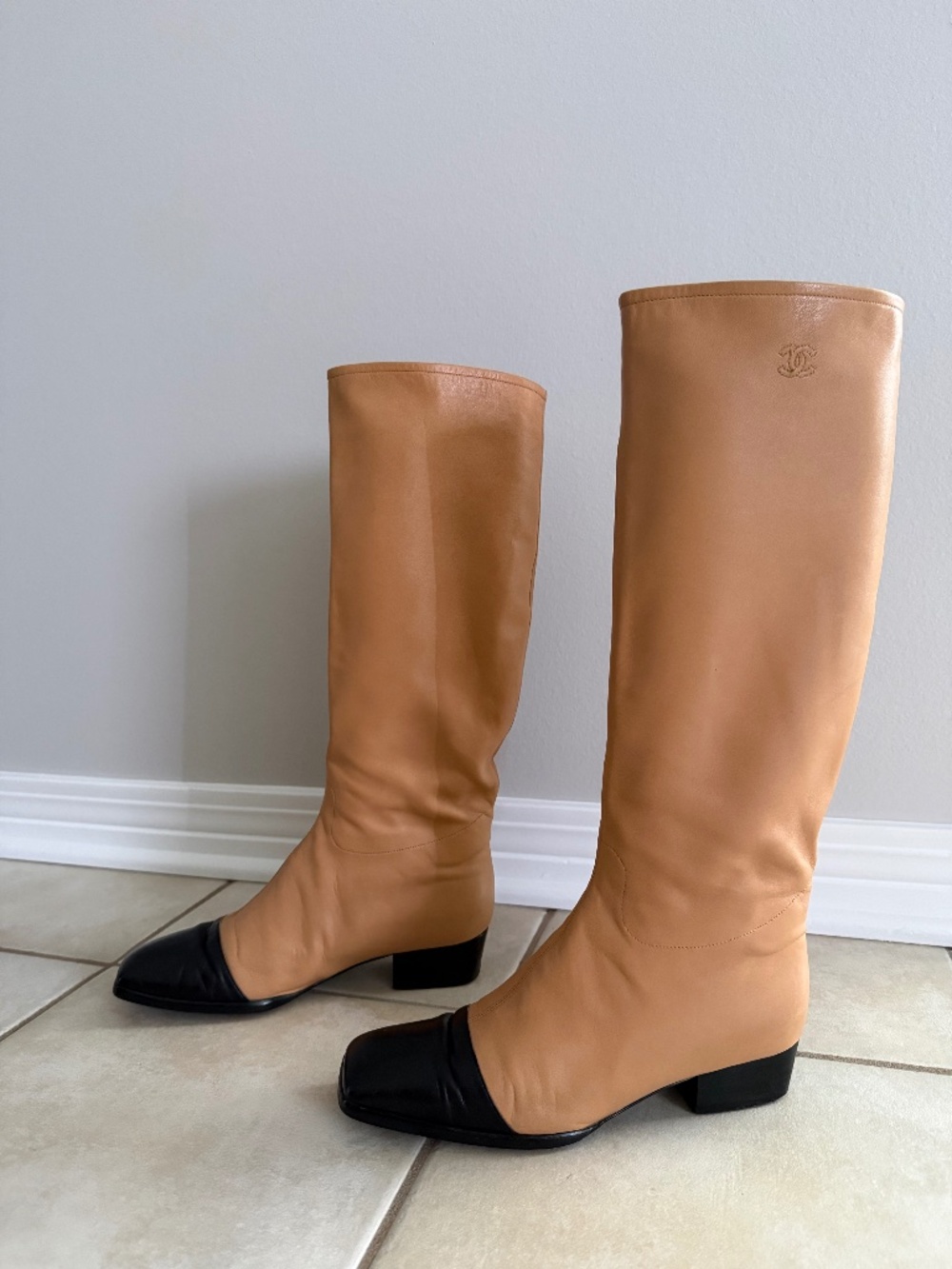 Vintage CHANEL Camel Leather Riding Boots | Euro 38